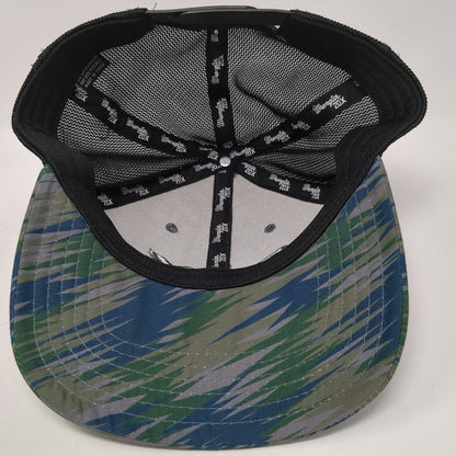 Wrangler 20X Trucker Hat Blue Camo One Size Mesh Snapback Tiger Stripe Western