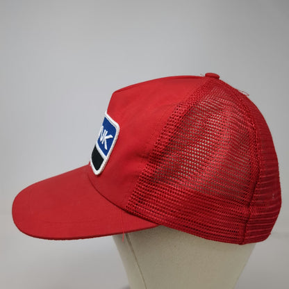 Swank Trucker Hat Red Mesh Back Snapback Embroidered Patch Logo Black Vintage