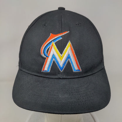 Team MLB Boys Strapback Hat Black Florida Marlins Embroidered Logo