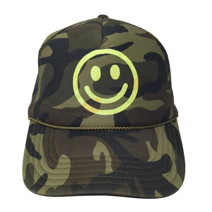 Smiley Face Snapback Trucker Hat Multicolor One Size Adjustable Mesh Back Otto