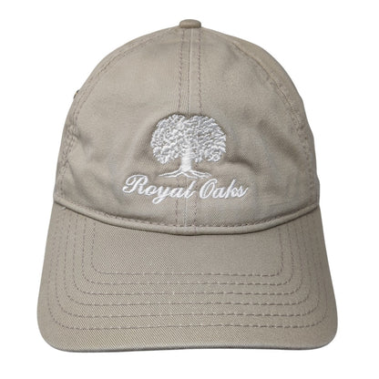 Royal Oaks Slideback Baseball Cap Brown One Size Adjustable Embroidered Ivory