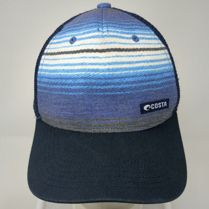 Costa Del Mar Trucker Hat Blue One Size Snapback Mesh Back Striped Fishing Hat