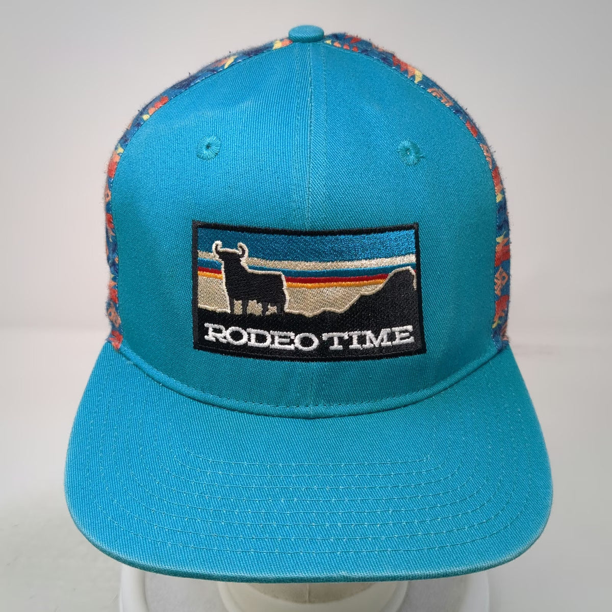 Dale Brisby Rodeo Time Blue Snapback Hat One Size Bull Southwestern Pattern Cap