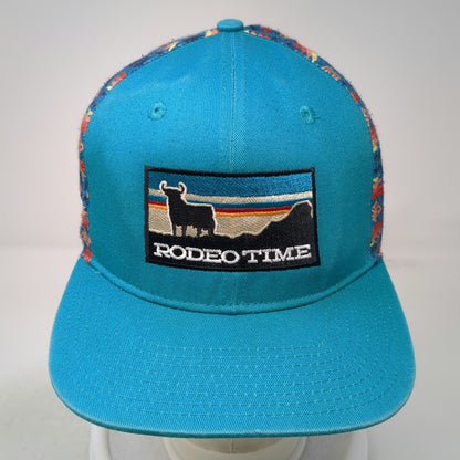 Dale Brisby Rodeo Time Blue Snapback Hat One Size Bull Southwestern Pattern Cap