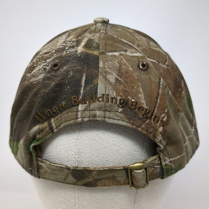 Lumbermens Green Brown One Size Baseball Cap Hat Camo Distressed Frayed Edge