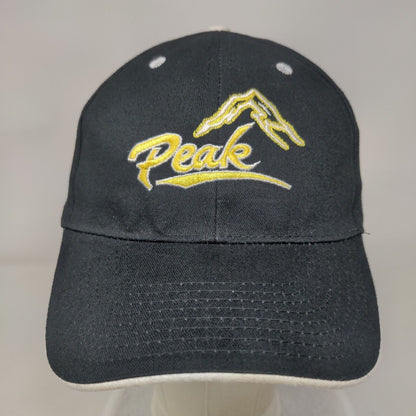 Peak Strapback Hat Black OSFA Embroidered Adjustable 6 Panel Hit Wear