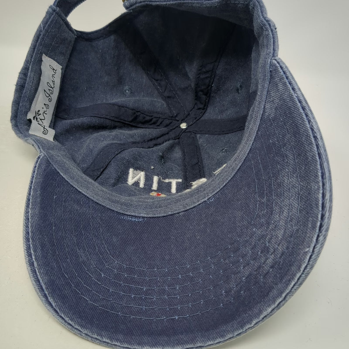 Alvin's Island Destin FL Blue Baseball Cap One Size Hat American Flag Oars 1984