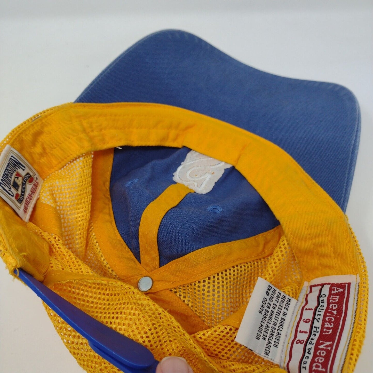 Letter S Patch Snapback Trucker Hat Multi OSFA Mesh Back American Needle