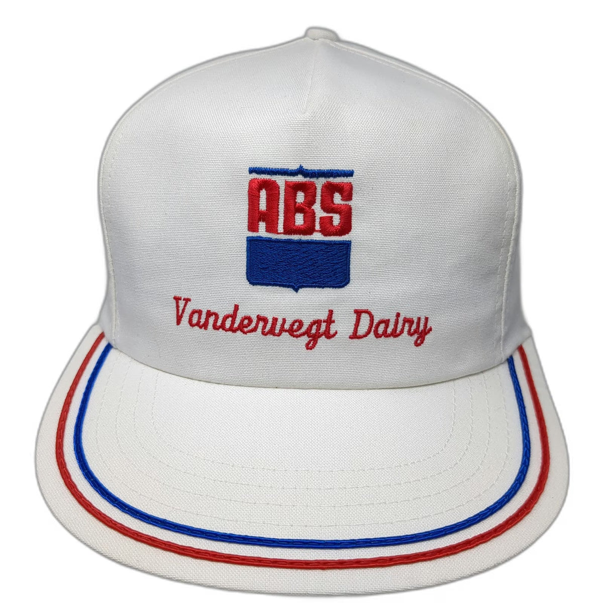 Kap King 5 Panel White Hat Snapback ABS Vandervegt Dairy Red Blue Rope Vintage