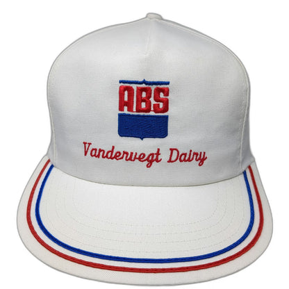 Kap King 5 Panel White Hat Snapback ABS Vandervegt Dairy Red Blue Rope Vintage