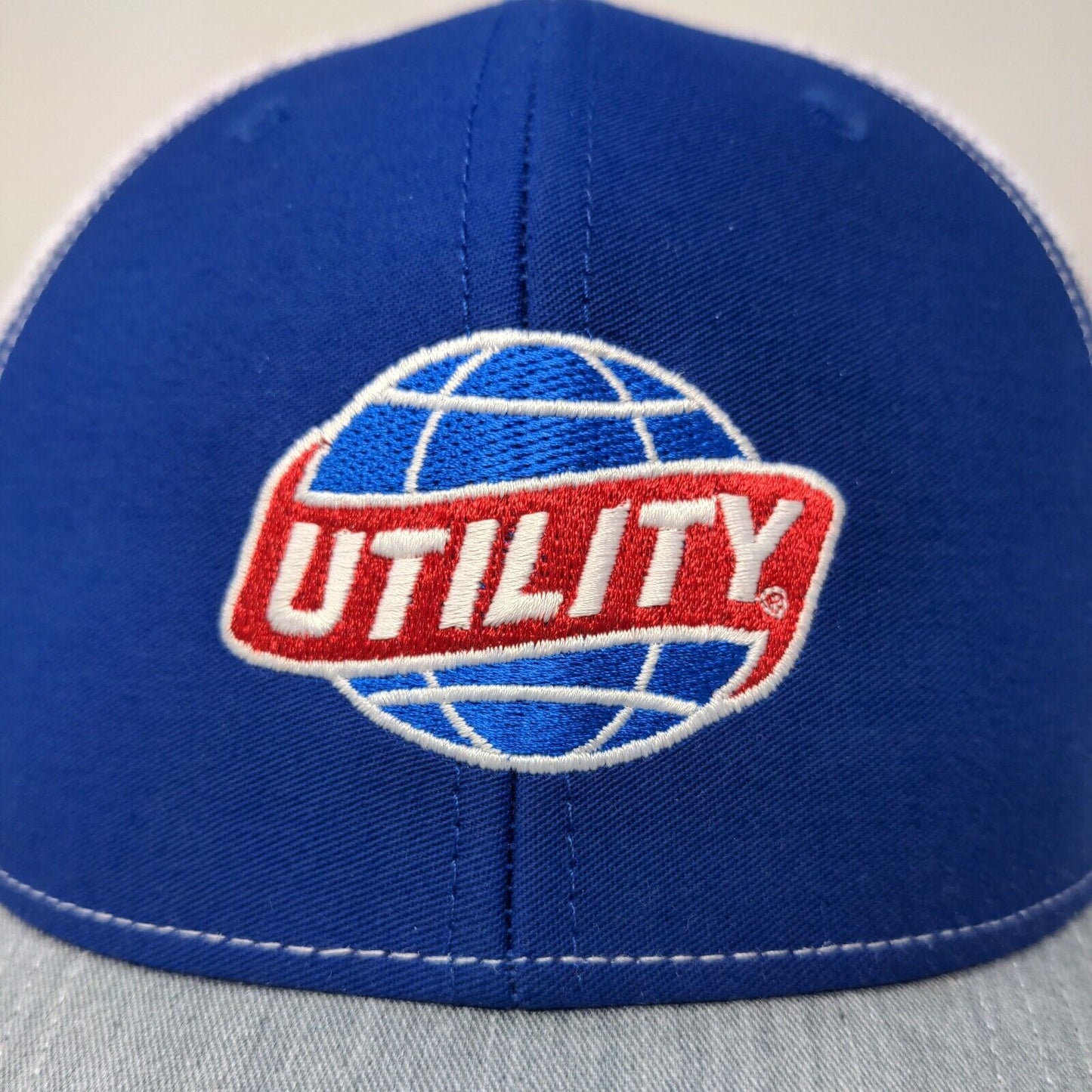 Richardson Men's Snapback Mesh Back Hat Blue Gray Embroidered Utility Logo