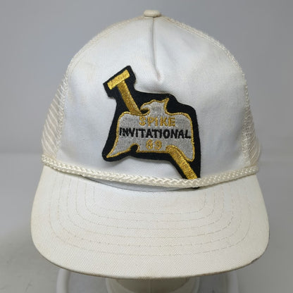 AmaPro Trucker Hat White One Size Spike Invitational 89 Mesh Snapback Patch