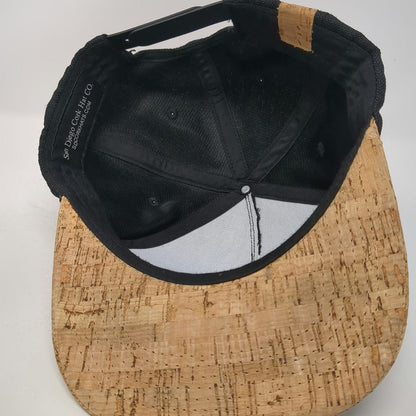 San Diego Cork Hat Co 5 Panel Black Beige One Size Cork Brim American Flag Hat
