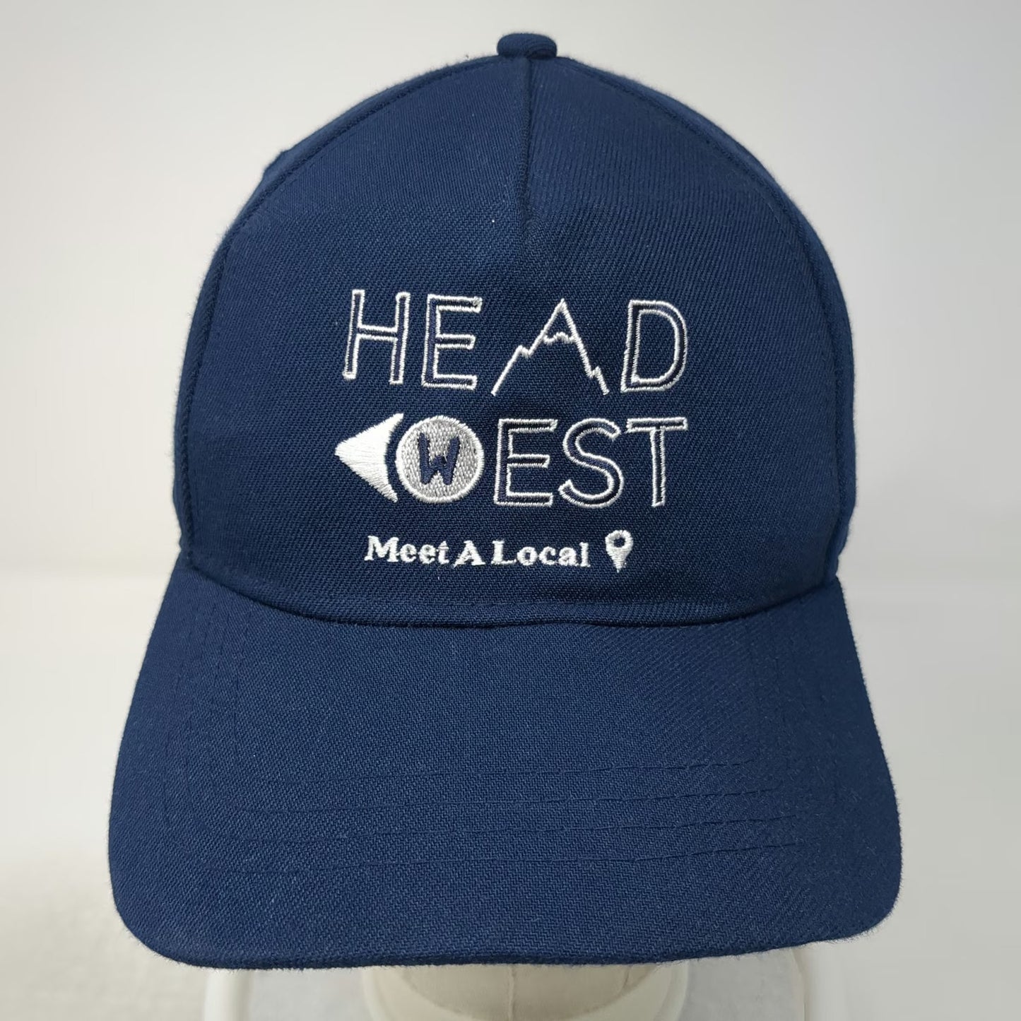 Crowns 5 Panel Blue Hat One Size Meet A Local Head West Mountain Snapback Cap