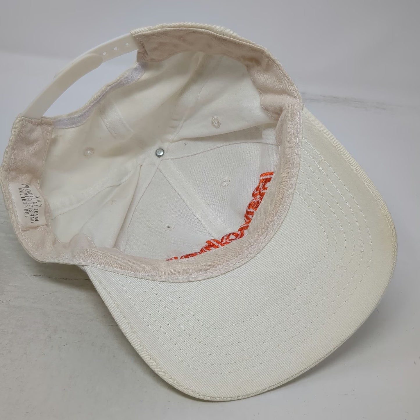 Raychem White Snapback Hat Orange Embroidered Logo Cotton 6 Panel Vintage
