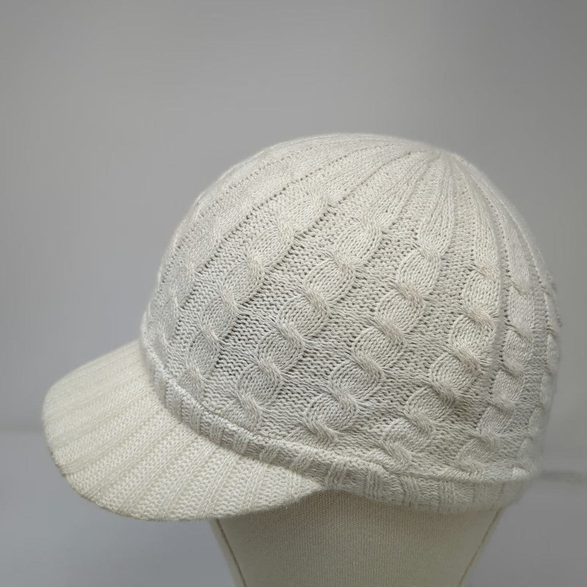 Army Cap White One Size Cable Knit Cotton Blend Brimmed Visor Stretch Solid Hat