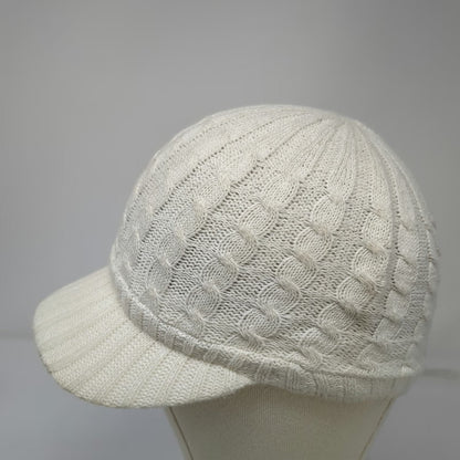 Army Cap White One Size Cable Knit Cotton Blend Brimmed Visor Stretch Solid Hat
