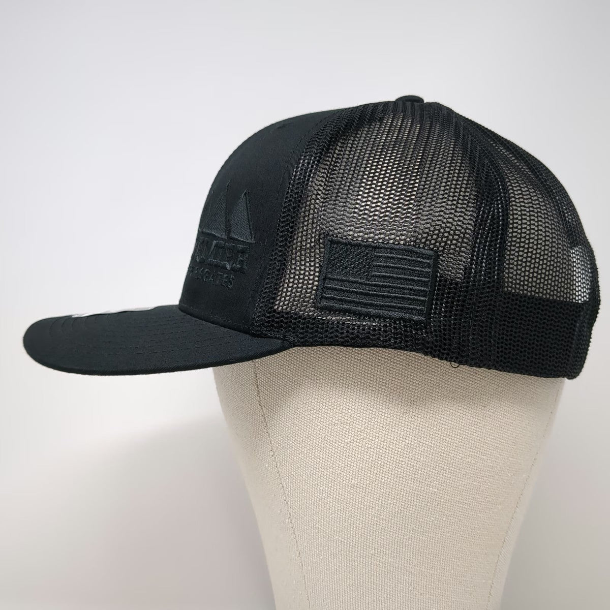 Richardson Trucker Hat Black One Size Snapback Mesh Premier Aggregates Flag