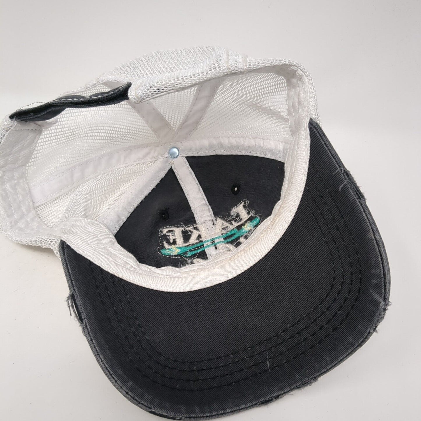 Lake Life Strapback Trucker Hat Blue One Size Adjustable Mesh Back Distressed