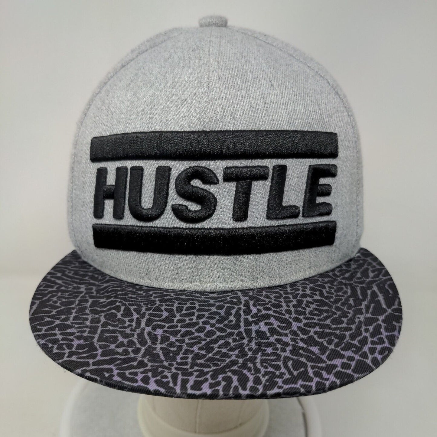 Hustle Snapback Hat Gray One Size Adjustable Embroidered 6 Panel Sole Addiction