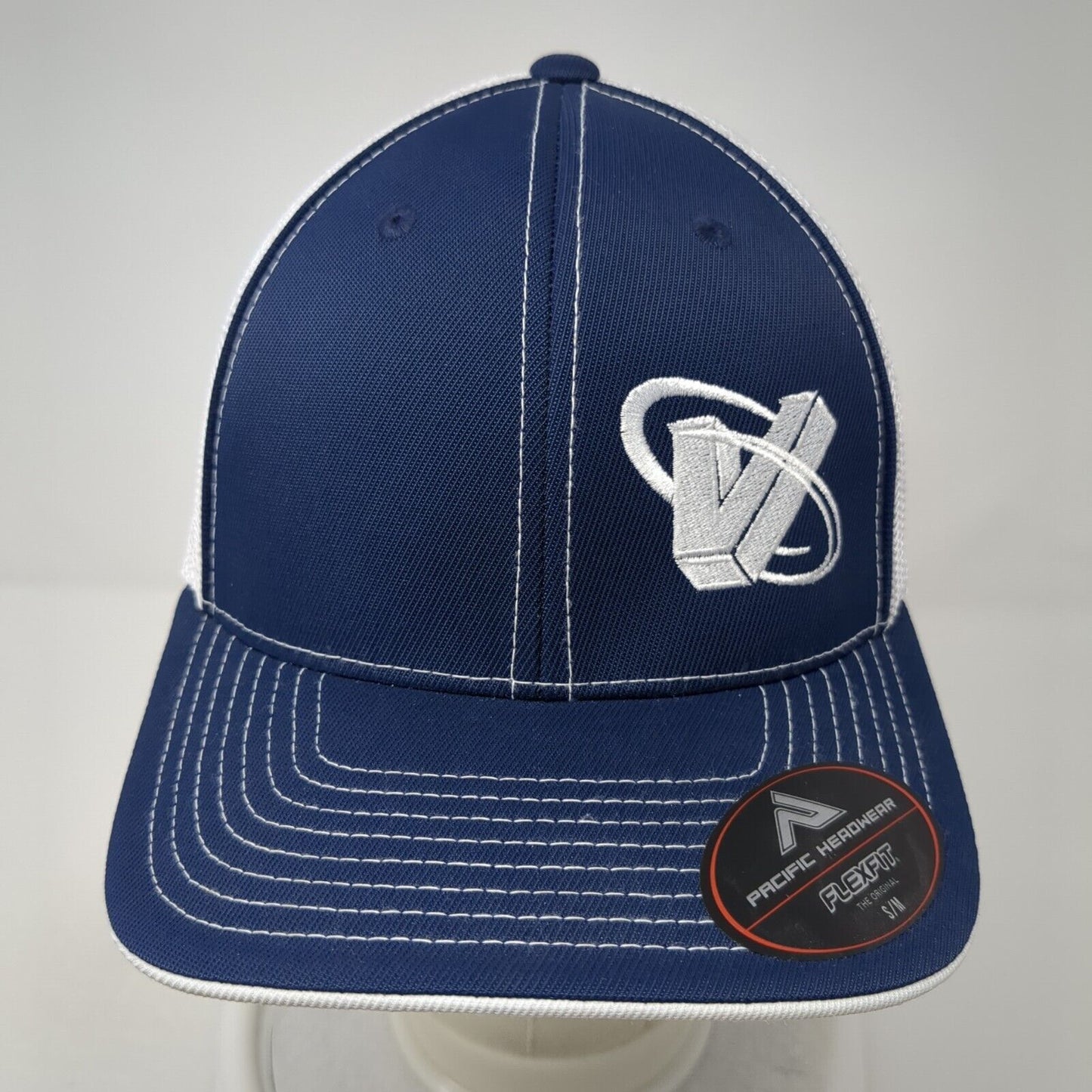 Pacific Headwear Fitted Trucker Hat Blue 6 7/8-7 3/8 Flexfit Logo