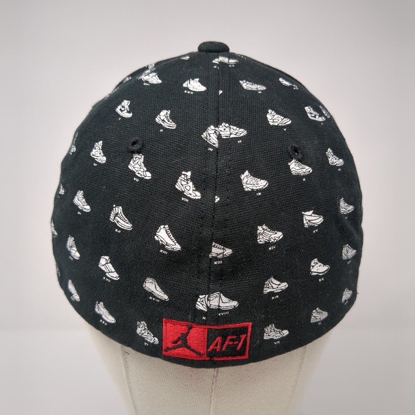 Nike Jordan AF-1 Fitted Hat Black Size S/M All Over Print Shoe Graphic Logo