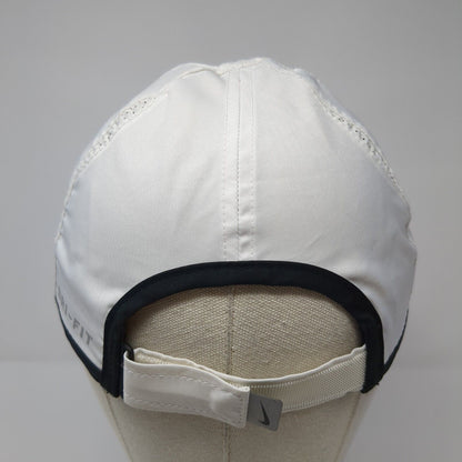 Nike Strapback Hat White One Size Black Trim Featherlight Dri-Fit