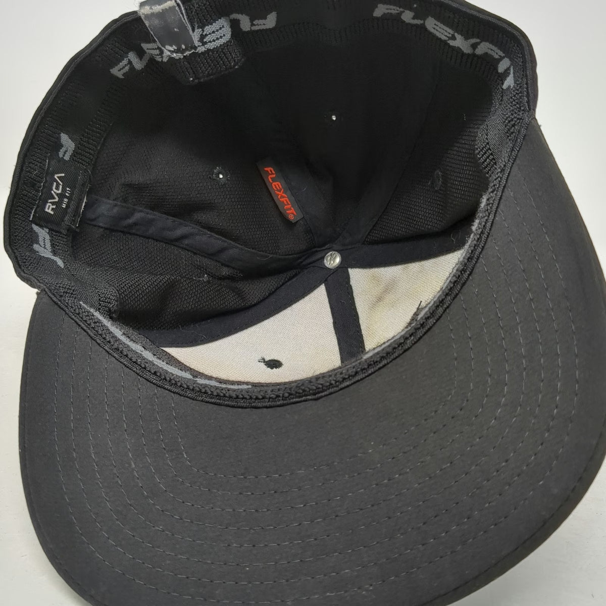 RVCA Baseball Cap Black One Size Logo Patch Flexfit Fitted Stretch Fit Hat
