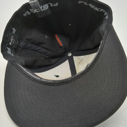 RVCA Baseball Cap Black One Size Logo Patch Flexfit Fitted Stretch Fit Hat