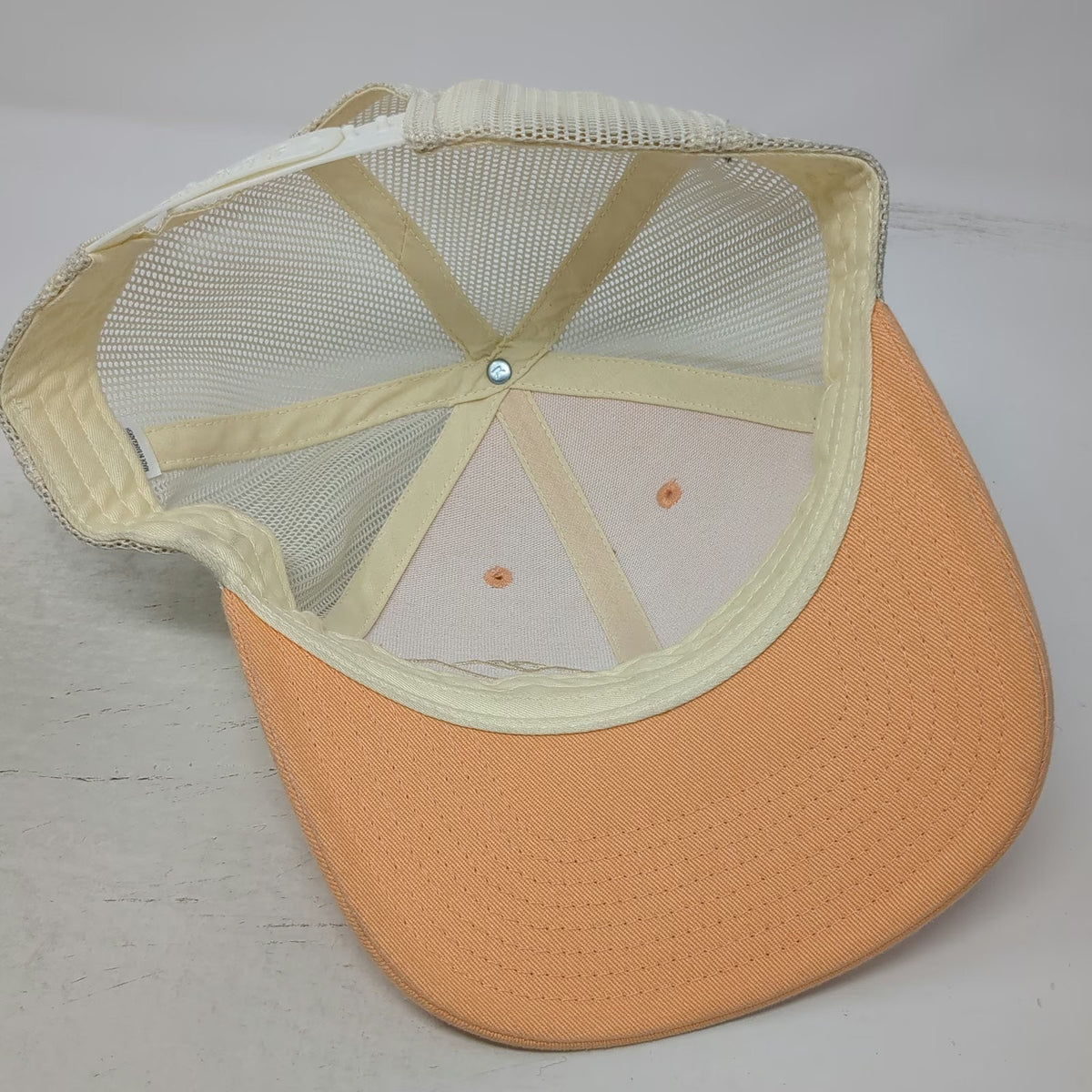 Richardson Trucker Hat Orange Beige L Mesh Back Ponds Lodge Mountain Snapback