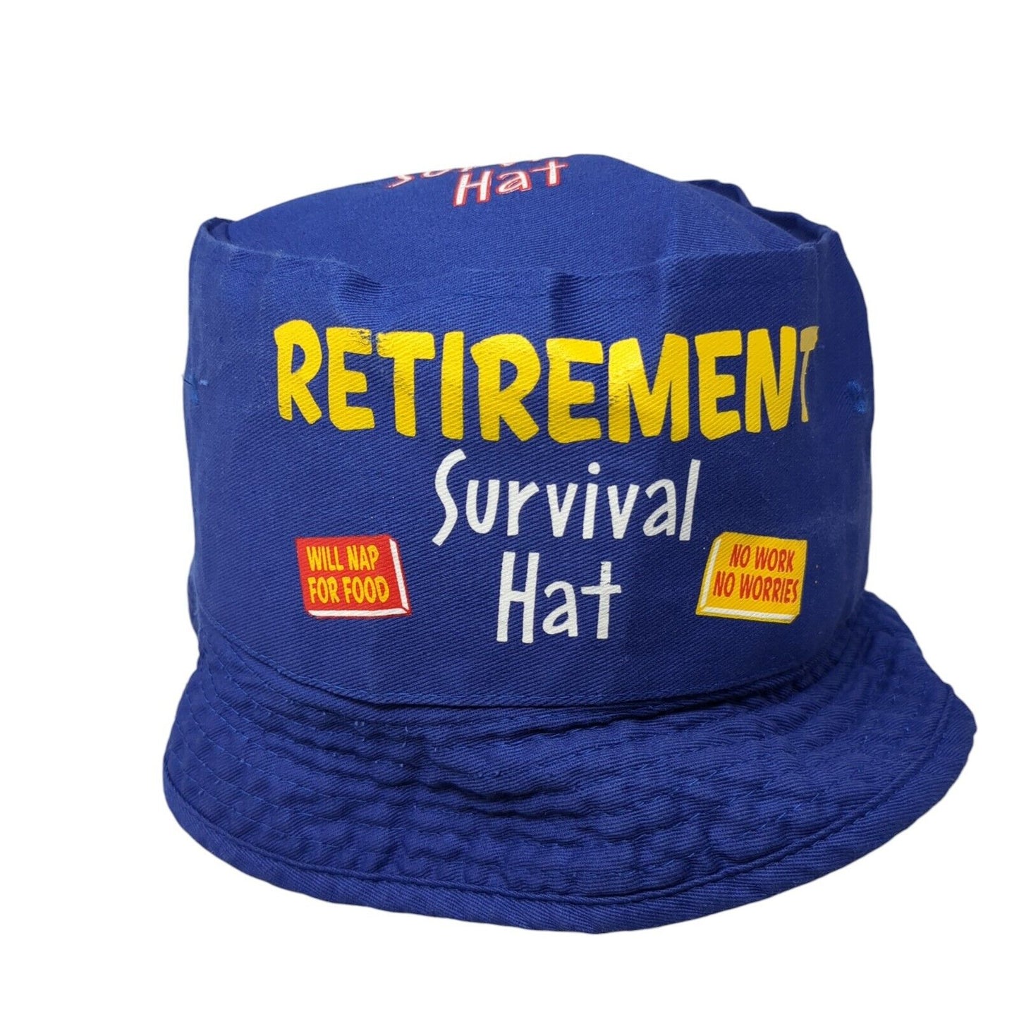 Retirement Survival Bucket Hat Blue One Size Solid No Work No Worries