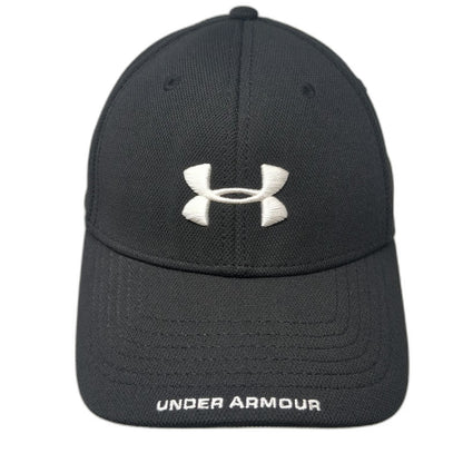 Under Armour Baseball Cap Black Size M Logo Curved Brim Stretch Fit HeatGear Hat