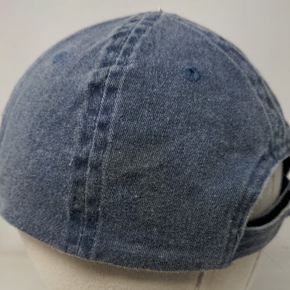 Unbranded Strapback Hat Blue OSFM Adjustable Vented Holes 6 Panel Denim Blank
