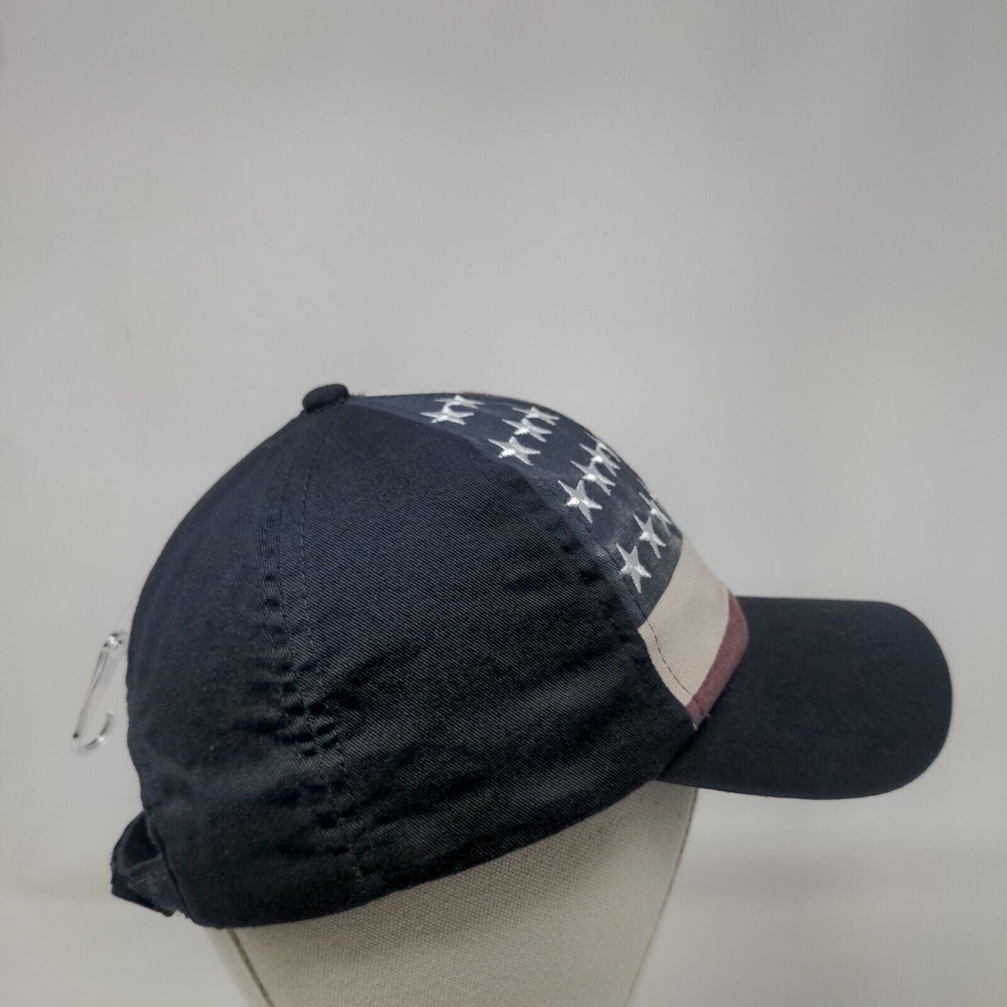 American Flag Strapback Hat Multicolor One Size Adjustable Embroidered