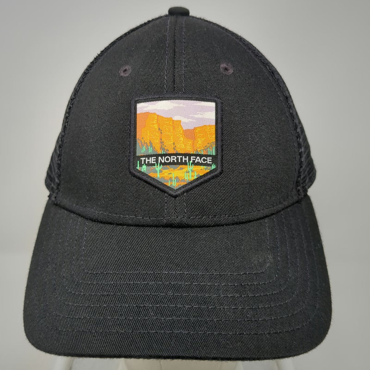 The North Face Trucker Hat Black One Size Snapback Mesh Desert Patch Mesa