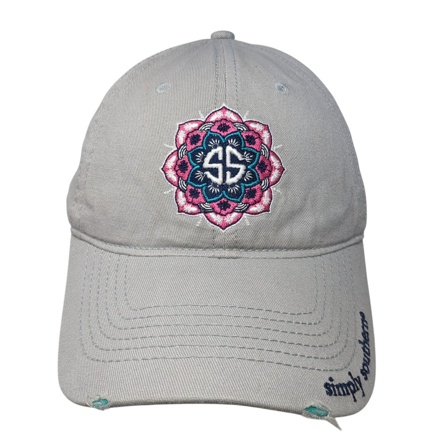 Simply Southern Mandala Slideback Hat Gray One Size Solid Adjustable
