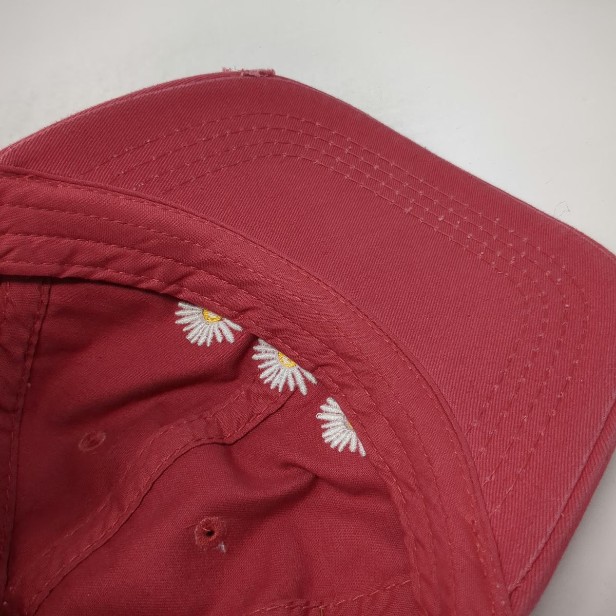Life is Good Baseball Cap Red One Size Daisy Embroidered Cotton Slideback Hat