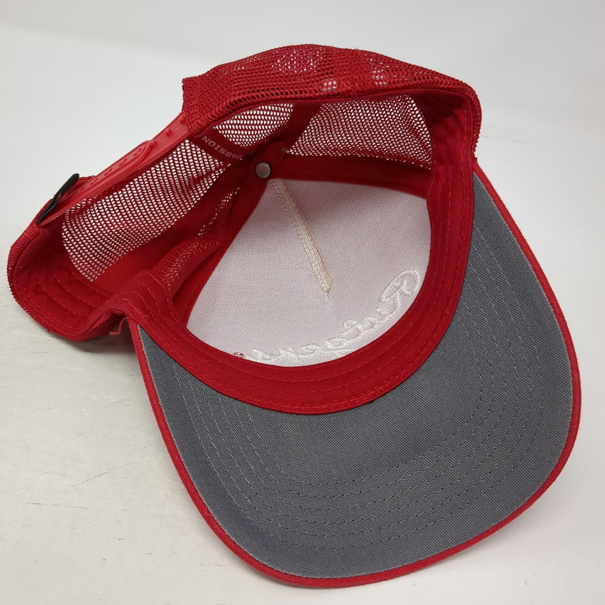 Top of the World Trucker Hat Red Gray White OSFM Rutgers Script Mesh Snapback