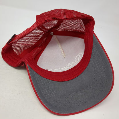 Top of the World Trucker Hat Red Gray White OSFM Rutgers Script Mesh Snapback