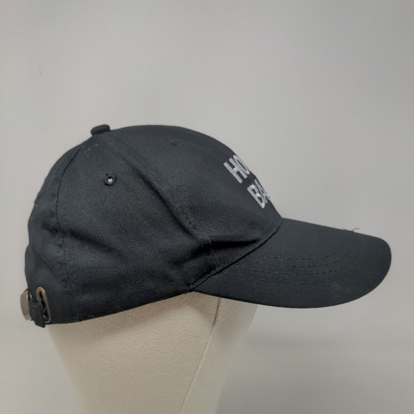 Unbranded Men's Slideback Hat Black Embroidered Home Bass Logo Distressed