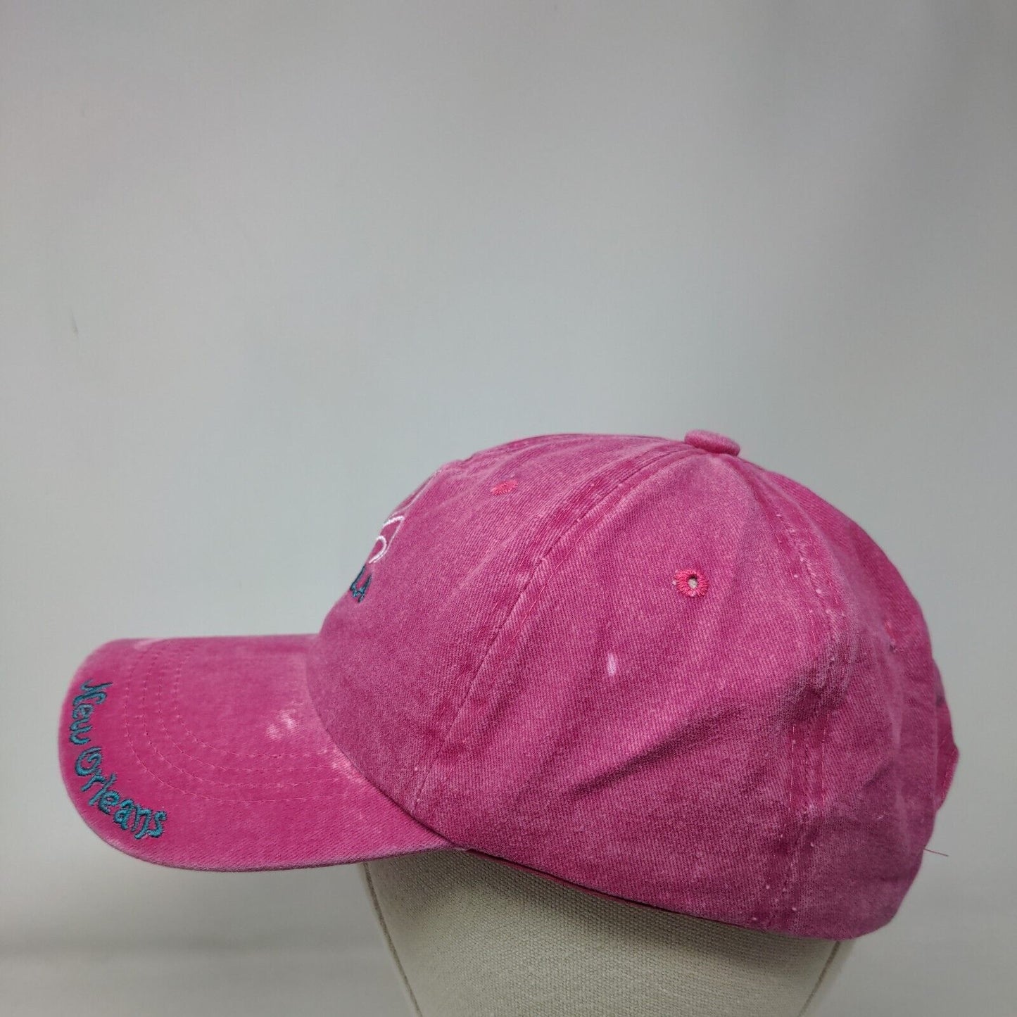NOLA New Orleans Adult Strapback Hat Pink OS Adjustable Embroidered 6 Panel
