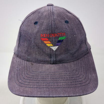 zkapz Baseball Cap Blue One Size Rehoboth Rainbow Leather Strap Slideback hat