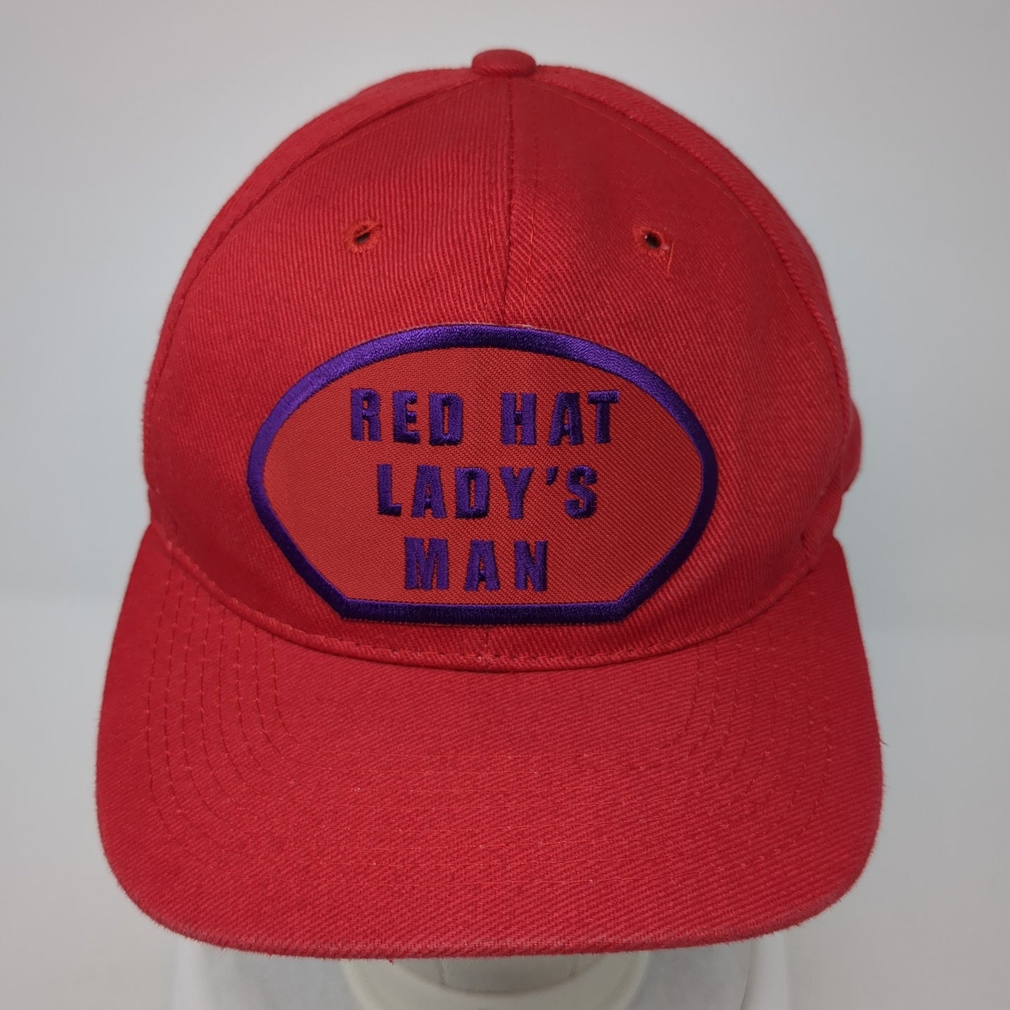 Red Hat Lady's Man Snapback Hat Red One Size Solid Embroidered Otto