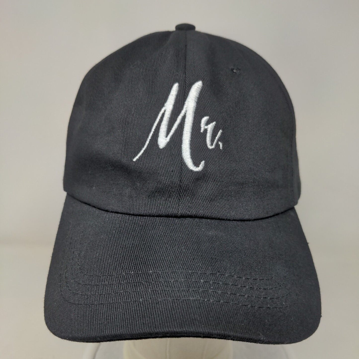 Mr. Slideback Hat Black One Size Adjustable Embroidered 6 Panel Cotton