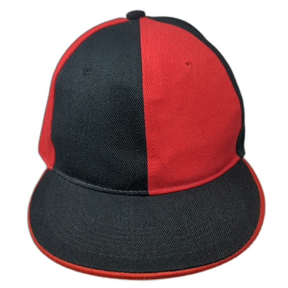 Georgetown Collection Baseball Cap Black Red 7 5/8 Fitted Paneled Flat Brim Hat