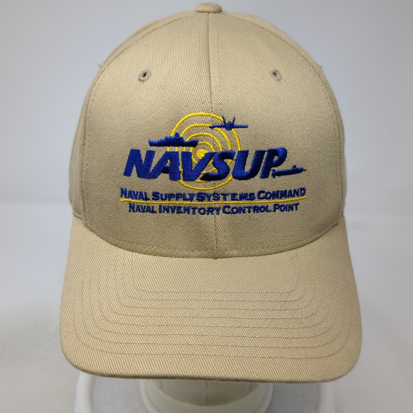 Flexfit Baseball Cap Beige XL NAVSUP Naval Supply Systems Command Fitted hat