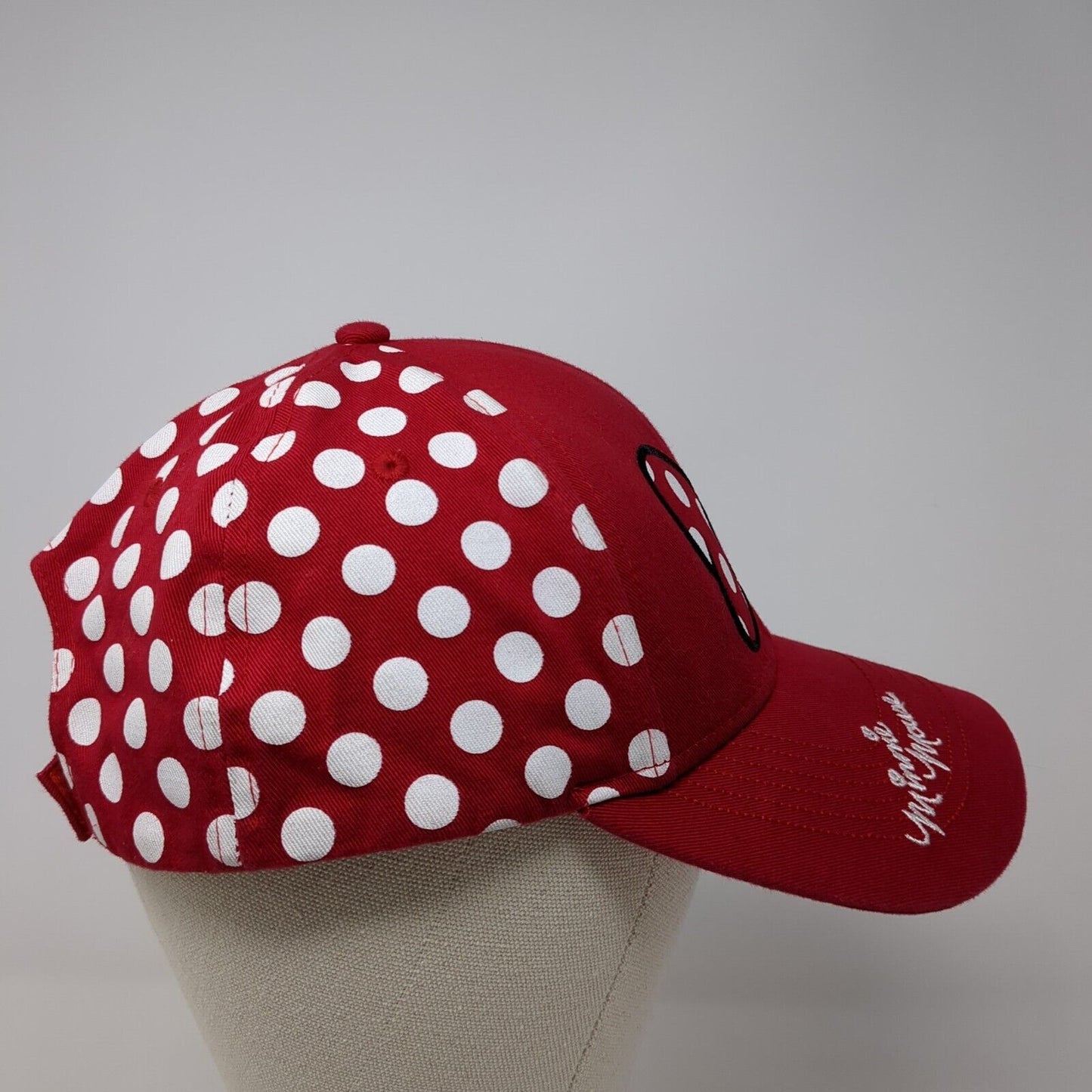 Minnie Mouse Bow Strapback Hat Red One Size Polka Dot Embroidered Disney