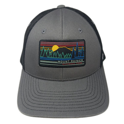 Zephyr Trucker Hat Gray One Size Mount Rainier National Park Patch Mesh Snapback