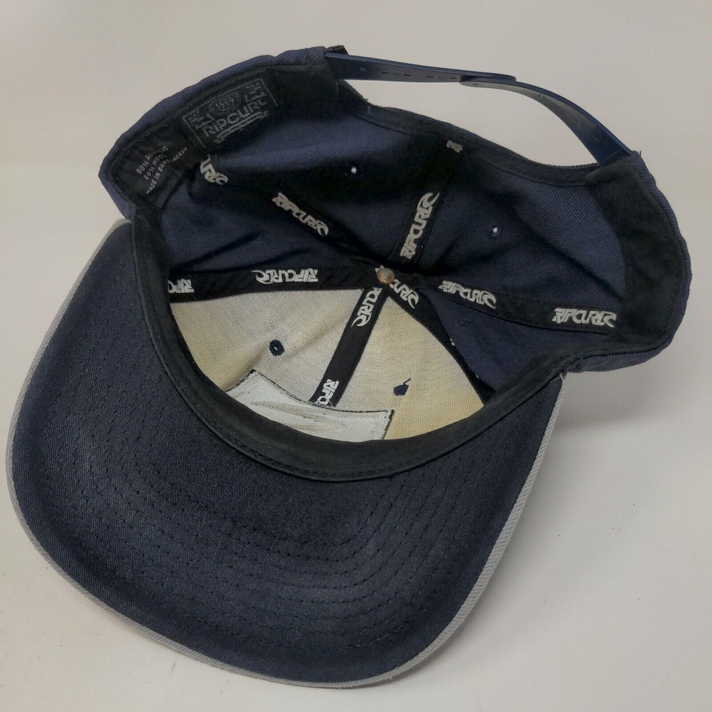 Rip Curl Snapback Hat Blue One Size Adjustable Embroidered Vented Holes 6 Panel