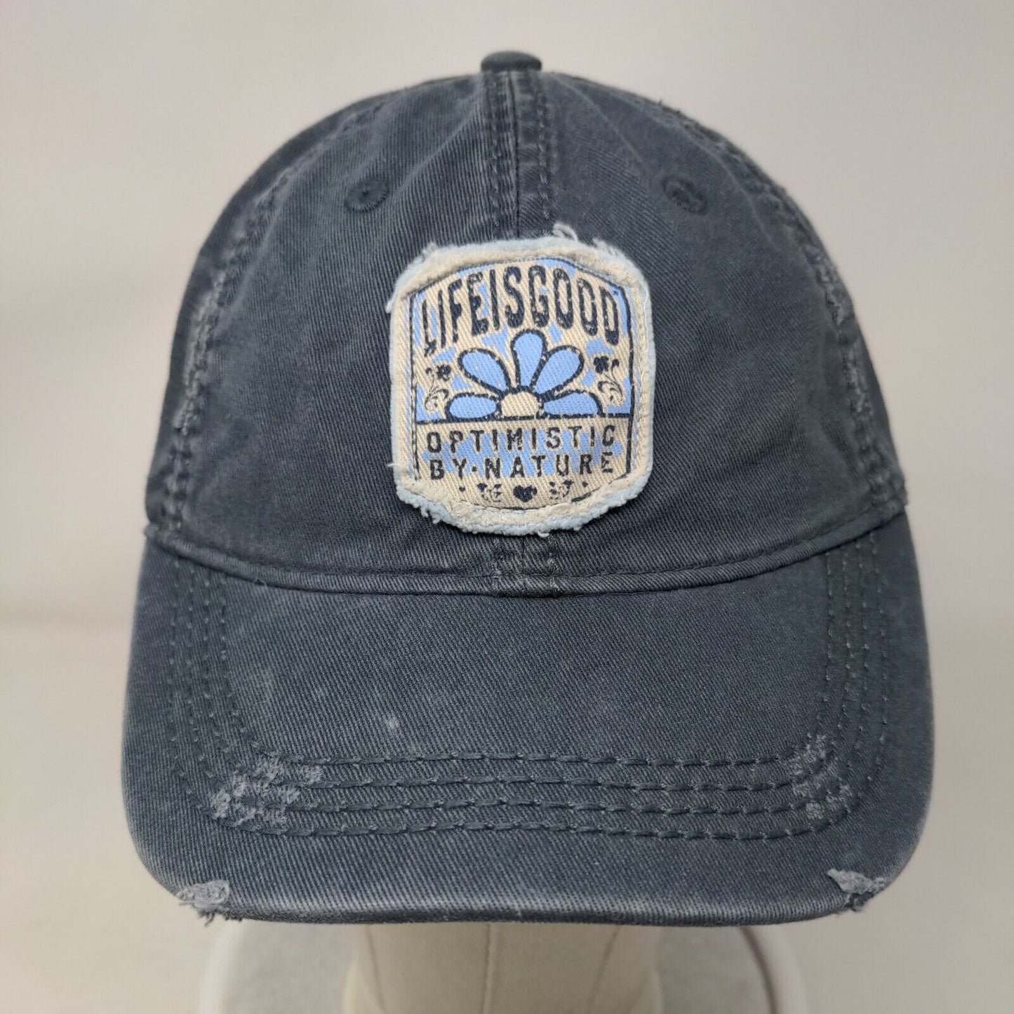 Life Is Good Optimistic By Nature Patch Slideback Hat Blue One Size